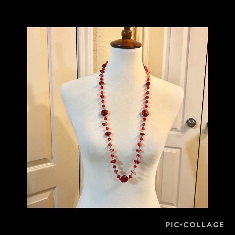 Cherry Red Beads Necklace.
